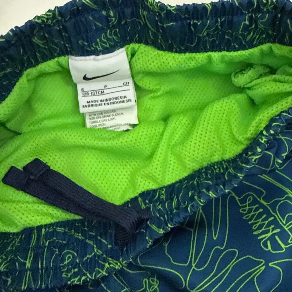 Nike Swim Green Blue Board Shorts Lined Bathing Suit Youth Small (8)